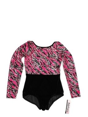 Body Wrappers Gymnastics Leotard Girl’s Size 16 Zebra Pink Black Silver New NWT
